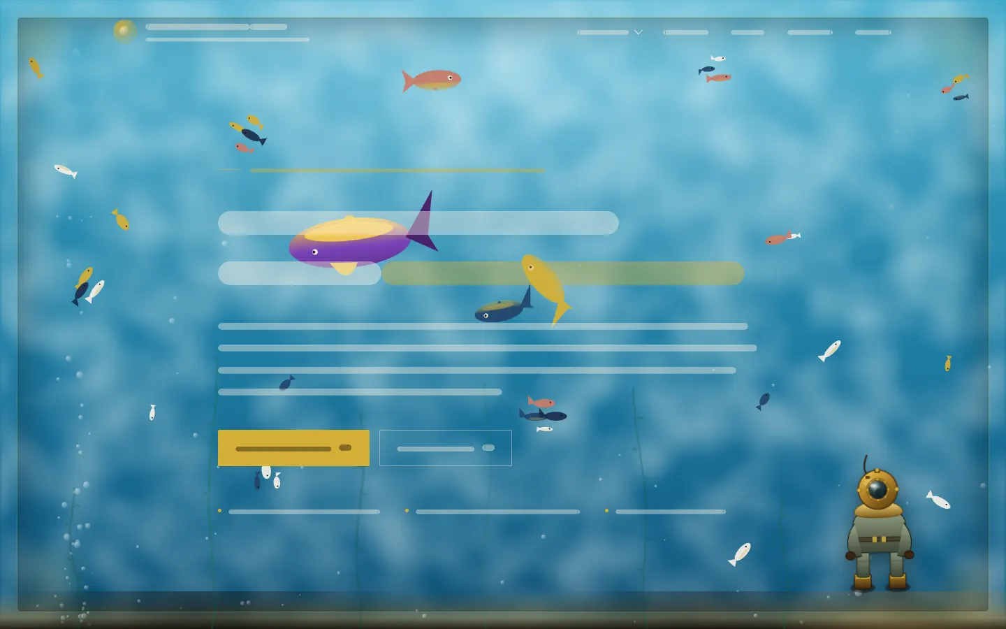 First screen of the aquarium website, with the words hidden.