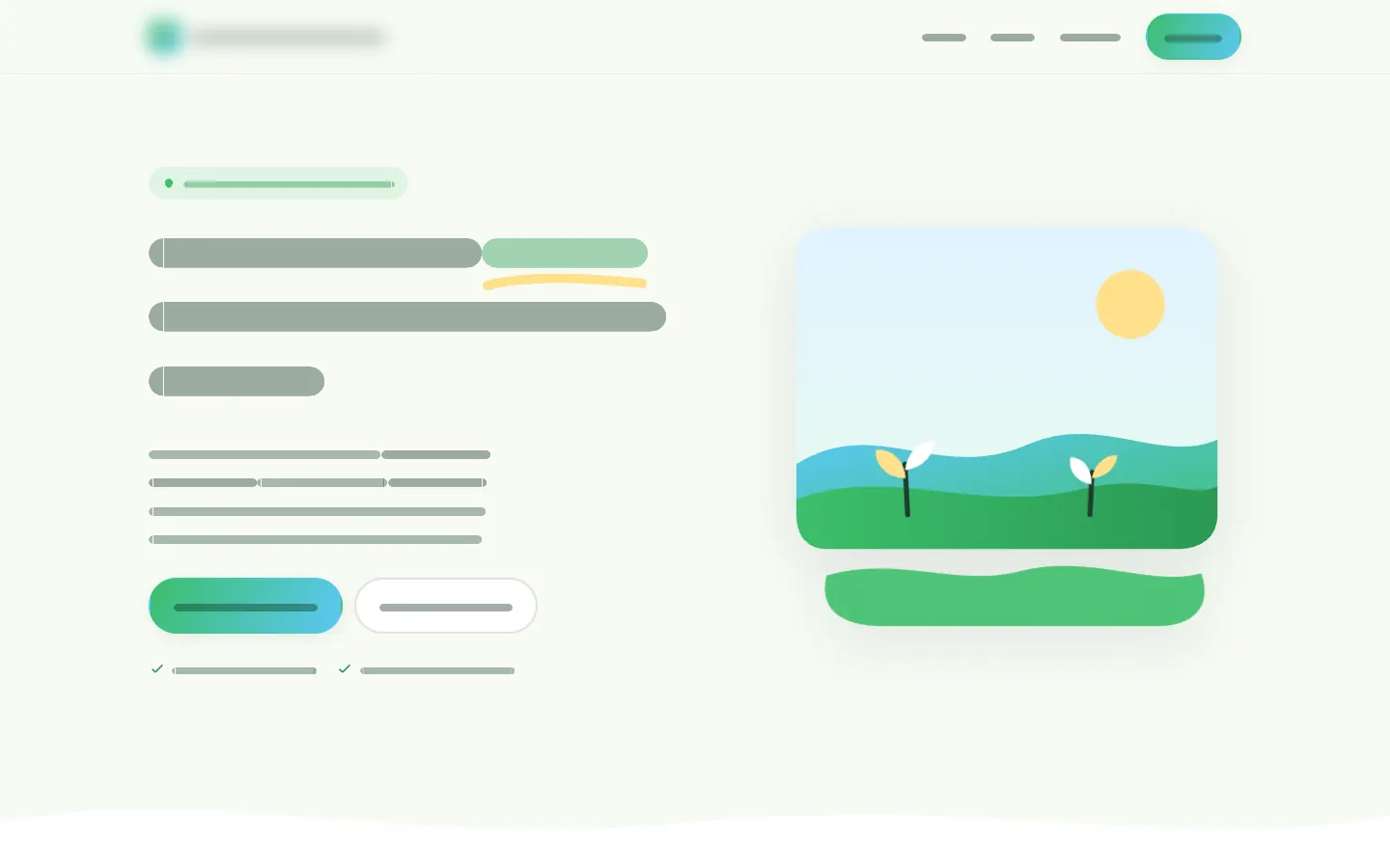 First screen of the Meadow sample design, with the words hidden.