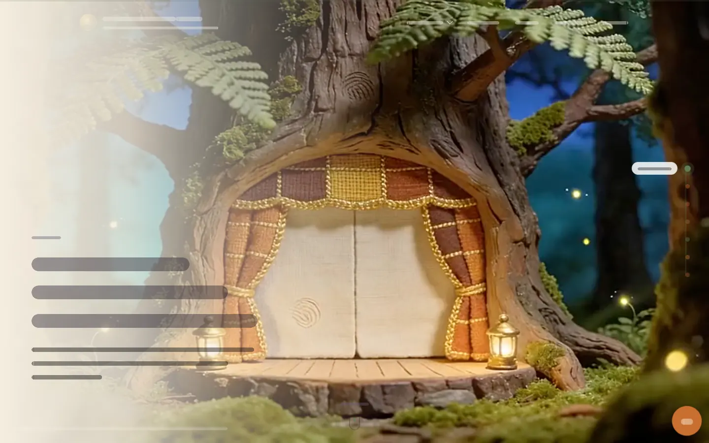 First screen of the story-film website, with the words hidden.