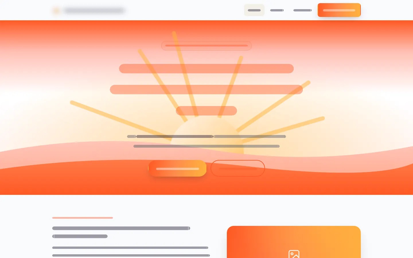First screen of the Sunrise sample design, with the words hidden.