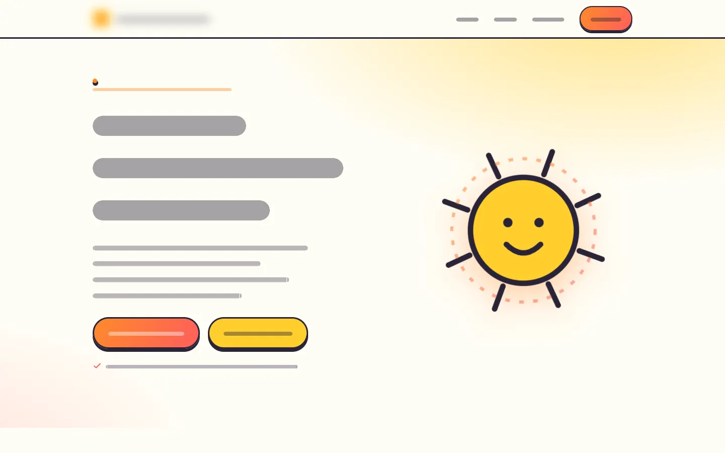 First screen of the Sunshine sample design, with the words hidden.